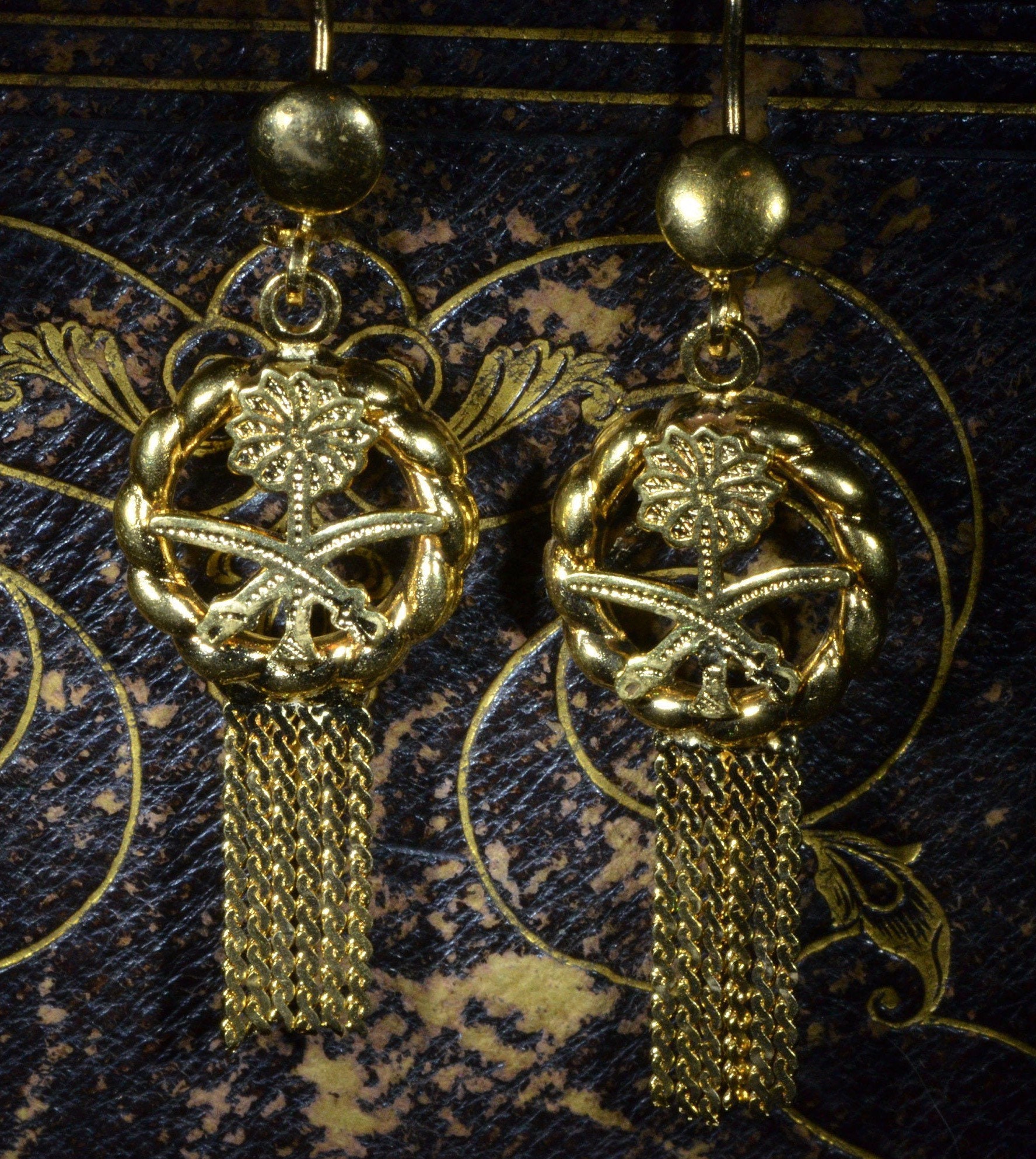 Saudi Yellow Gold Dangler Earrings Etsy Australia