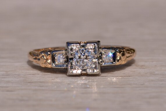 Baskin Brothers Signed Antique Engagement Ring With Old Mine