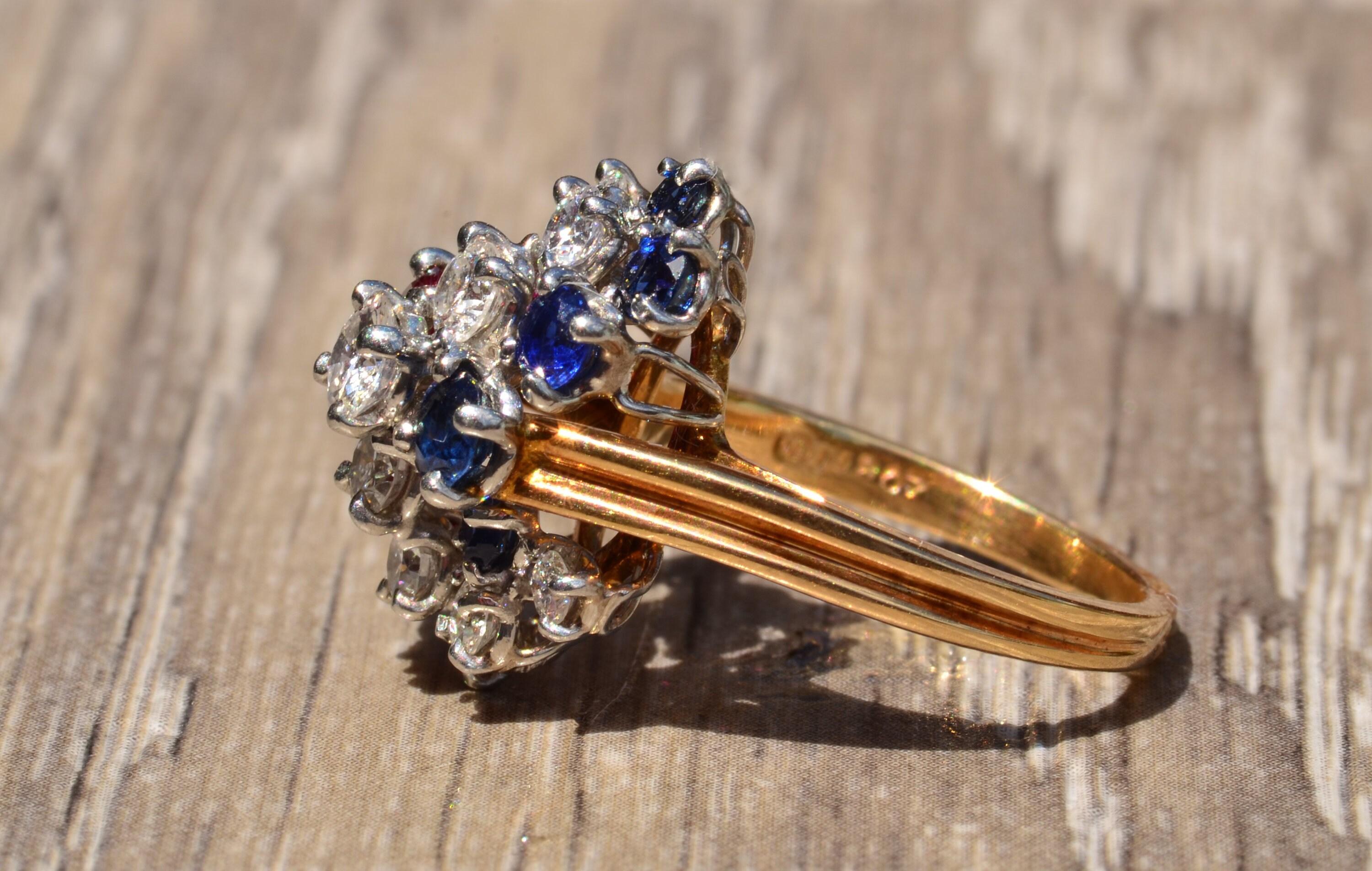 Vintage Signed Oscar Heyman Patriotic Ring Featuring Rubies