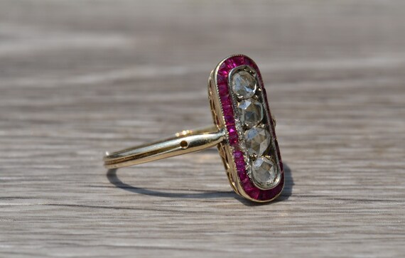 Ladies Antique Ruby and Rose Cut Diamond Cocktail… - image 5