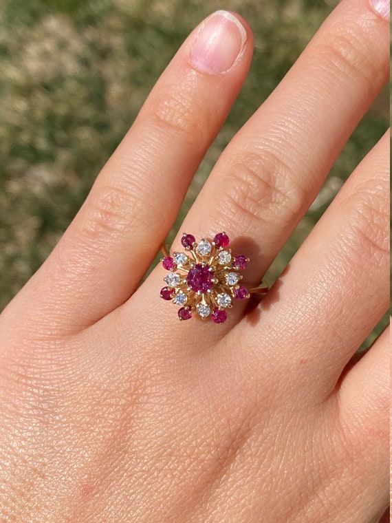 Ruby Cocktail Ring with Diamonds - image 6