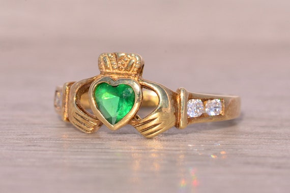 Irish Made Designer Signed Lab Emerald and Cubic … - image 2