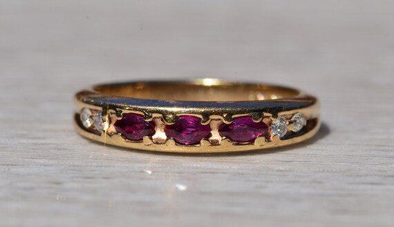 Stackable Ruby and Diamond Band in Yellow Gold - image 6