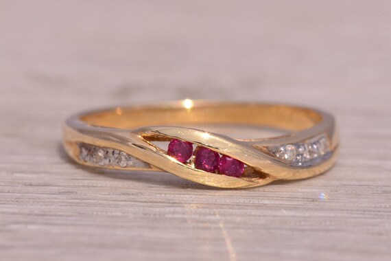 Ruby and Natural Diamond Ring in Yellow Gold - image 6