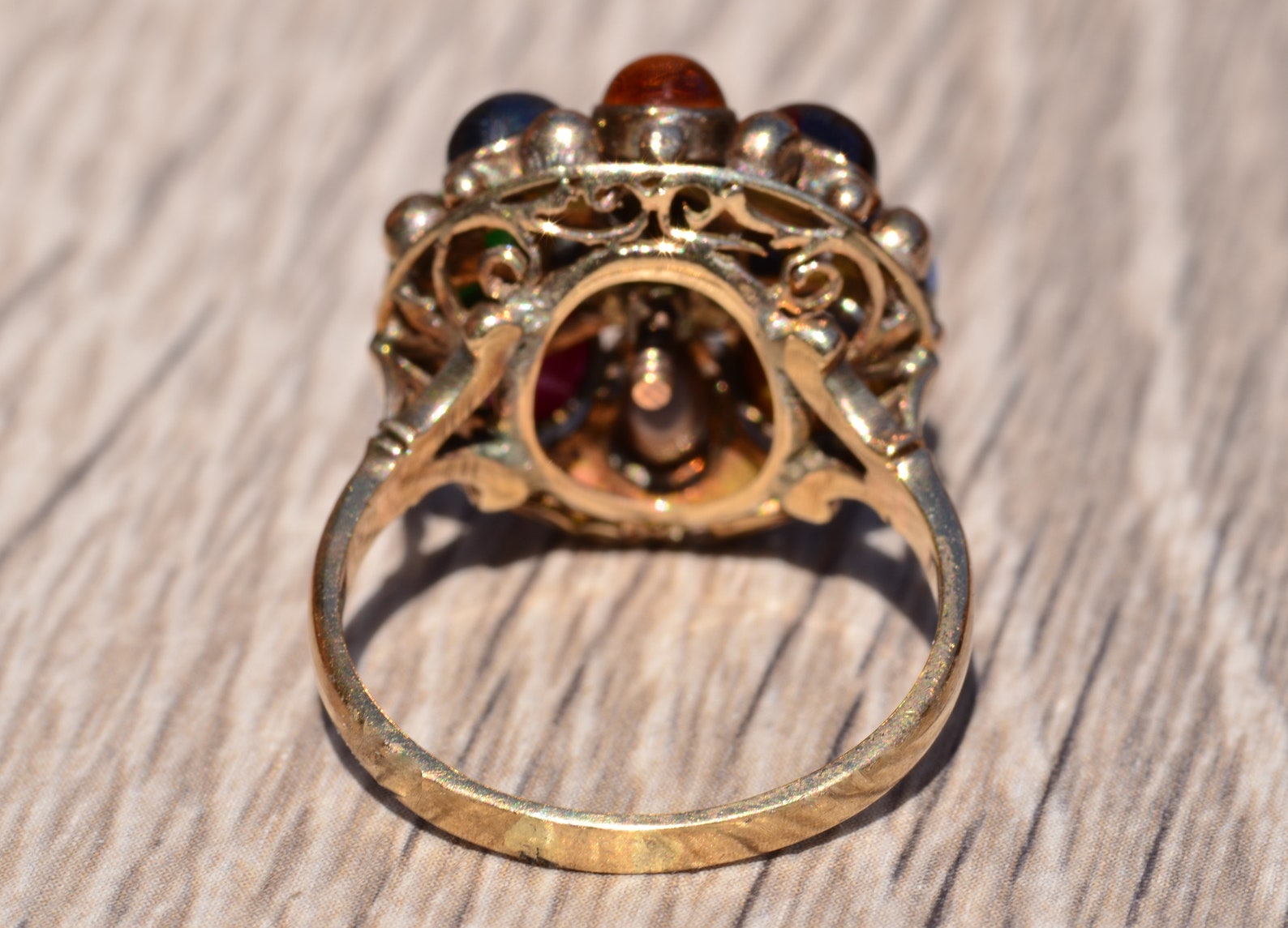 Antique Princess Ring Set in the Center With a Natural Blue Etsy