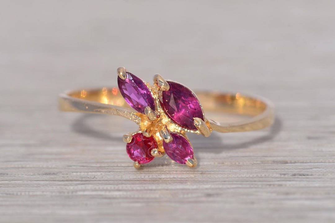 Simple Ruby Ring in Yellow Gold - Etsy