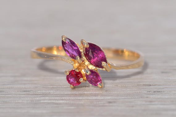 Simple Ruby Ring in Yellow Gold - image 1