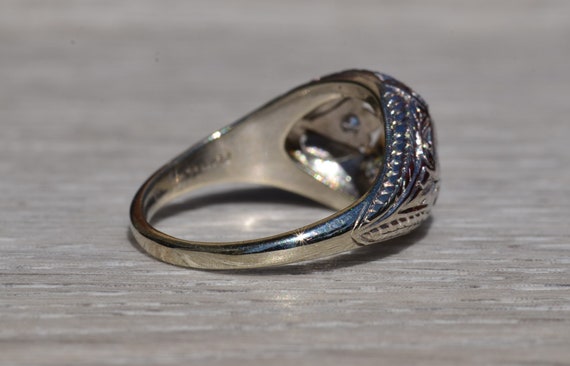 Antique Platinum Filigree Engagement Ring with In… - image 4