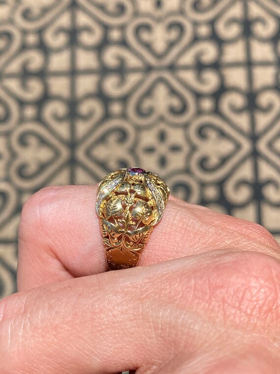 Rococo Era Ruby and Diamond Ring - image 8