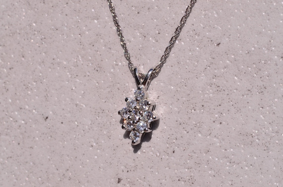 Navette Shaped Natural Diamond Necklace in White … - image 2