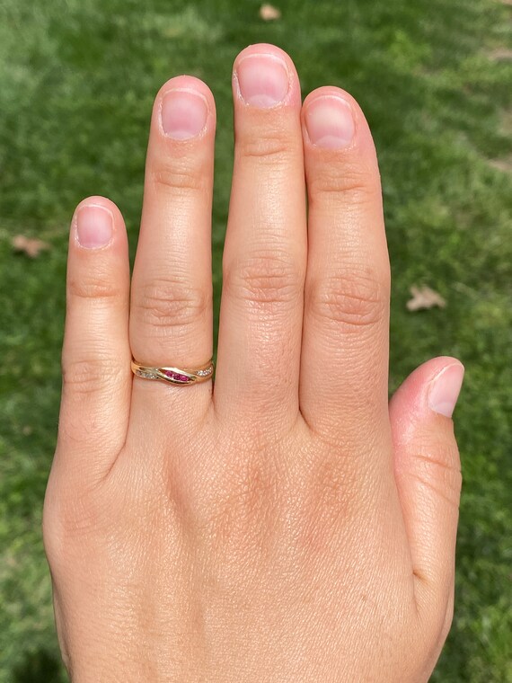 Ruby and Natural Diamond Ring in Yellow Gold - image 8