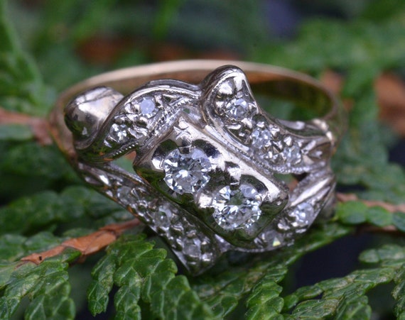 Two Tone Antique Two Stone Ring