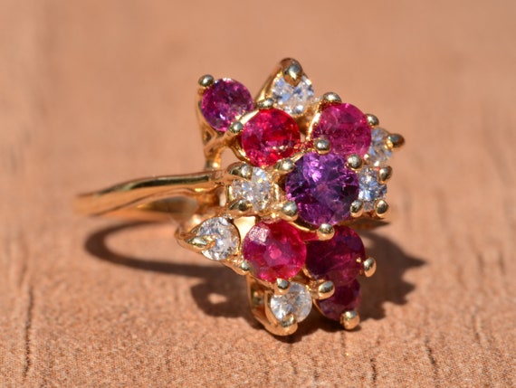 Bubblegum Ruby & Diamond Cocktail Ring - image 6