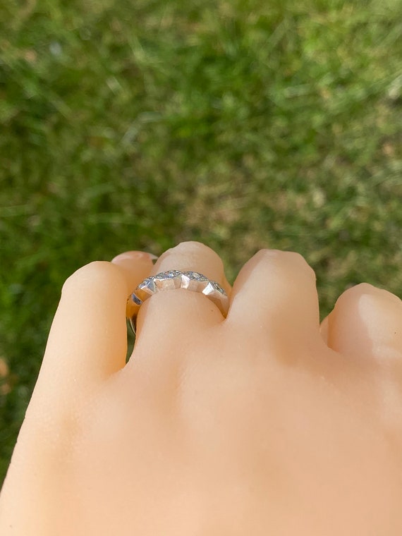 Antique Platinum Stackable Band Set with Diamonds Gem