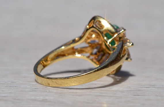 Natural Emerald and Diamond Cocktail Ring - image 4