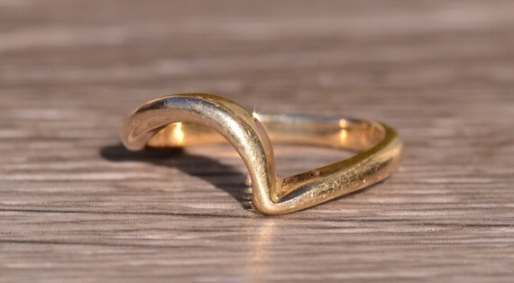 Simple Yellow Gold Stackable Wave Ring - image 6