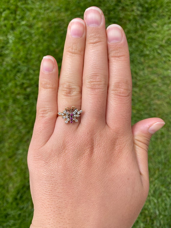 Ruby and Diamond Butterfly Ring - image 6