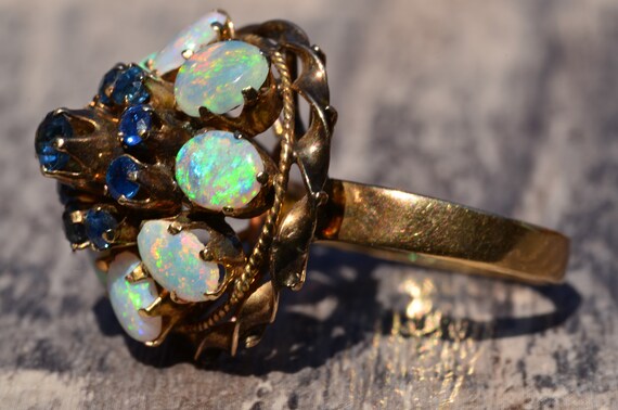 Vintage Sapphire and Opal Princess Ring - image 6