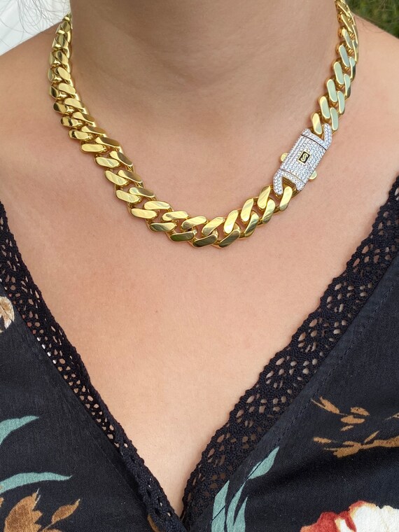 Signed 14K Gold Monaco Chain Classic Set With Swarovski Crystals
