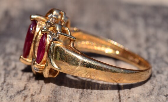 Vintage Lab Grown Ruby and Diamond Ring - image 3