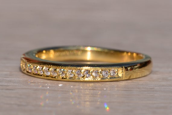 Signed Champagne Gold Band with Natural Diamonds - image 2