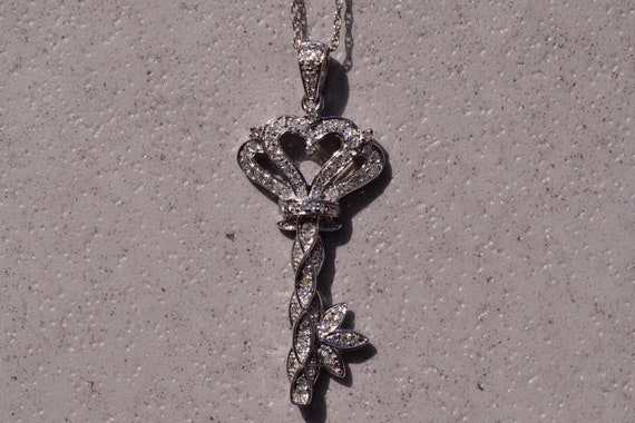 Diamond Key Necklace in White Gold - image 1