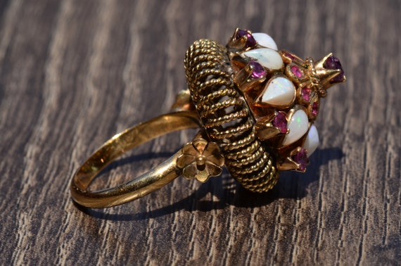 Signed Ruby and Opal Princess Ring - image 3