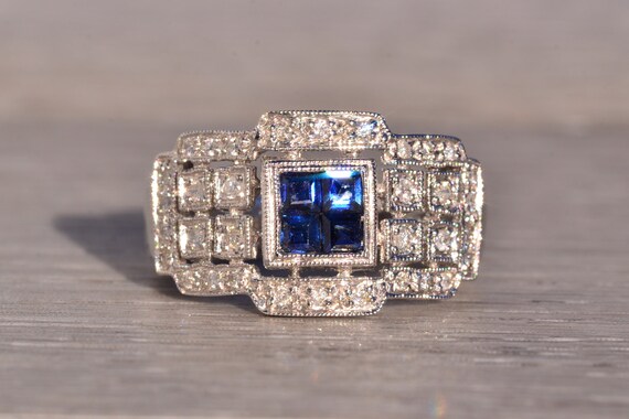 Contemporary Sapphire and Natural Diamond Ring in… - image 6