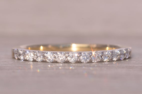 Yellow Gold Natural Diamond Shared Prong Band - image 1