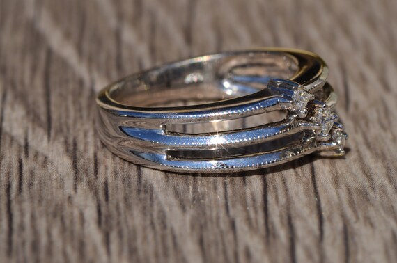 Stack-able Three row Diamond Ring - image 2