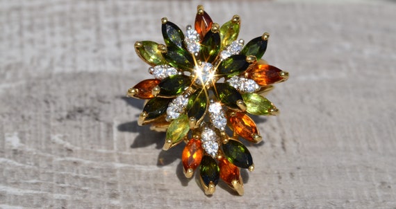 Vintage Statement Cocktail Ring with Tourmaline - image 1