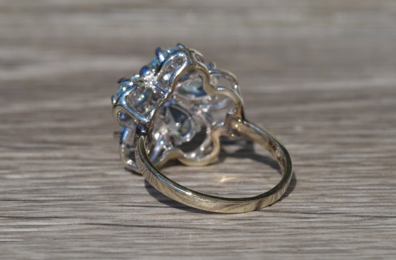 Ladies 14K Aquamarine and Diamond Floral Ring - image 3