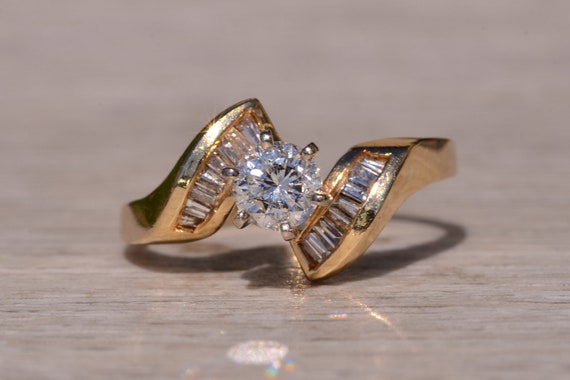 Yellow Gold Bypass Style Engagement Ring with Nat… - image 6