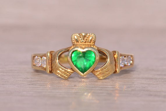 Irish Made Designer Signed Lab Emerald and Cubic … - image 6