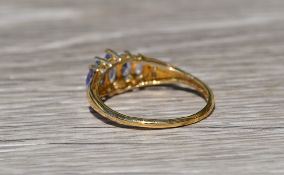 Ladies Yellow Gold Cocktail Ring set with Marquis… - image 3