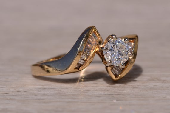 Yellow Gold Bypass Style Engagement Ring with Nat… - image 5
