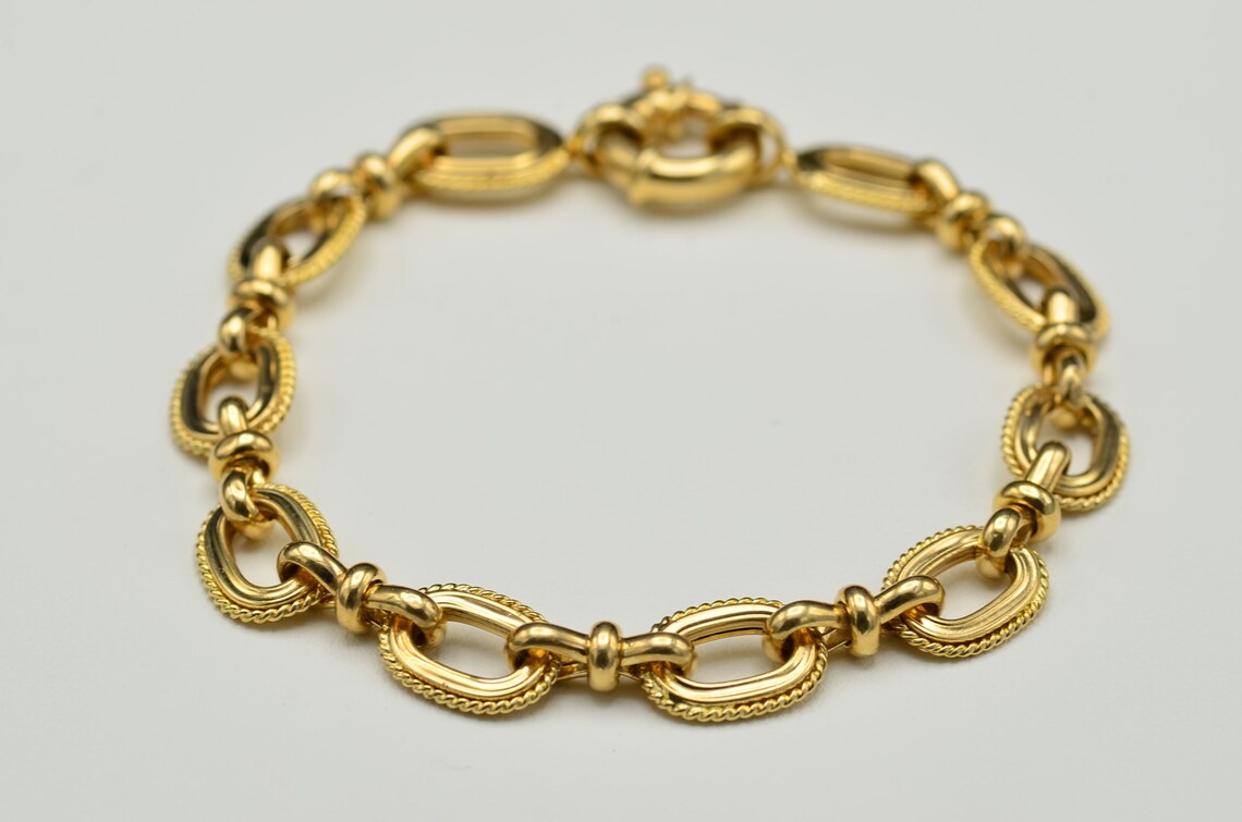 14K Yellow Gold Chain Link Bracelet - Etsy