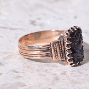 Victorian Rose Gold Ring set with Onyx Intaglio image 2