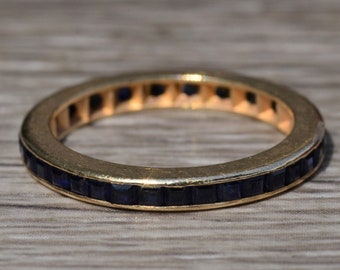 Ladies Vintage 14K Yellow Gold Eternity Band set with Sapphires