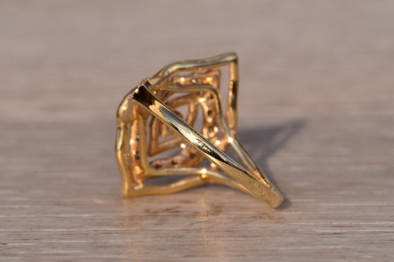 Colored Diamond Cocktail Ring in Yellow Gold - image 3