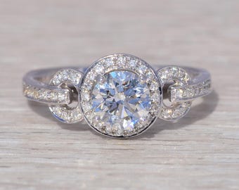 Diamond Halo Ring in White Gold