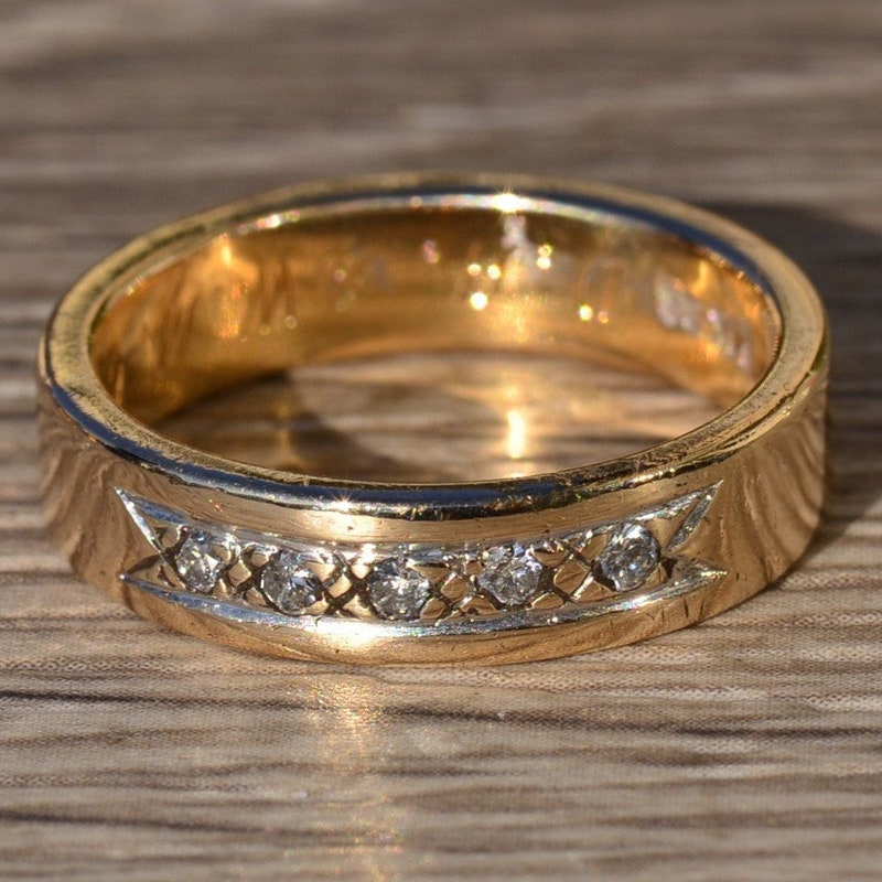 Mens Gold Wedding Bands Etsy