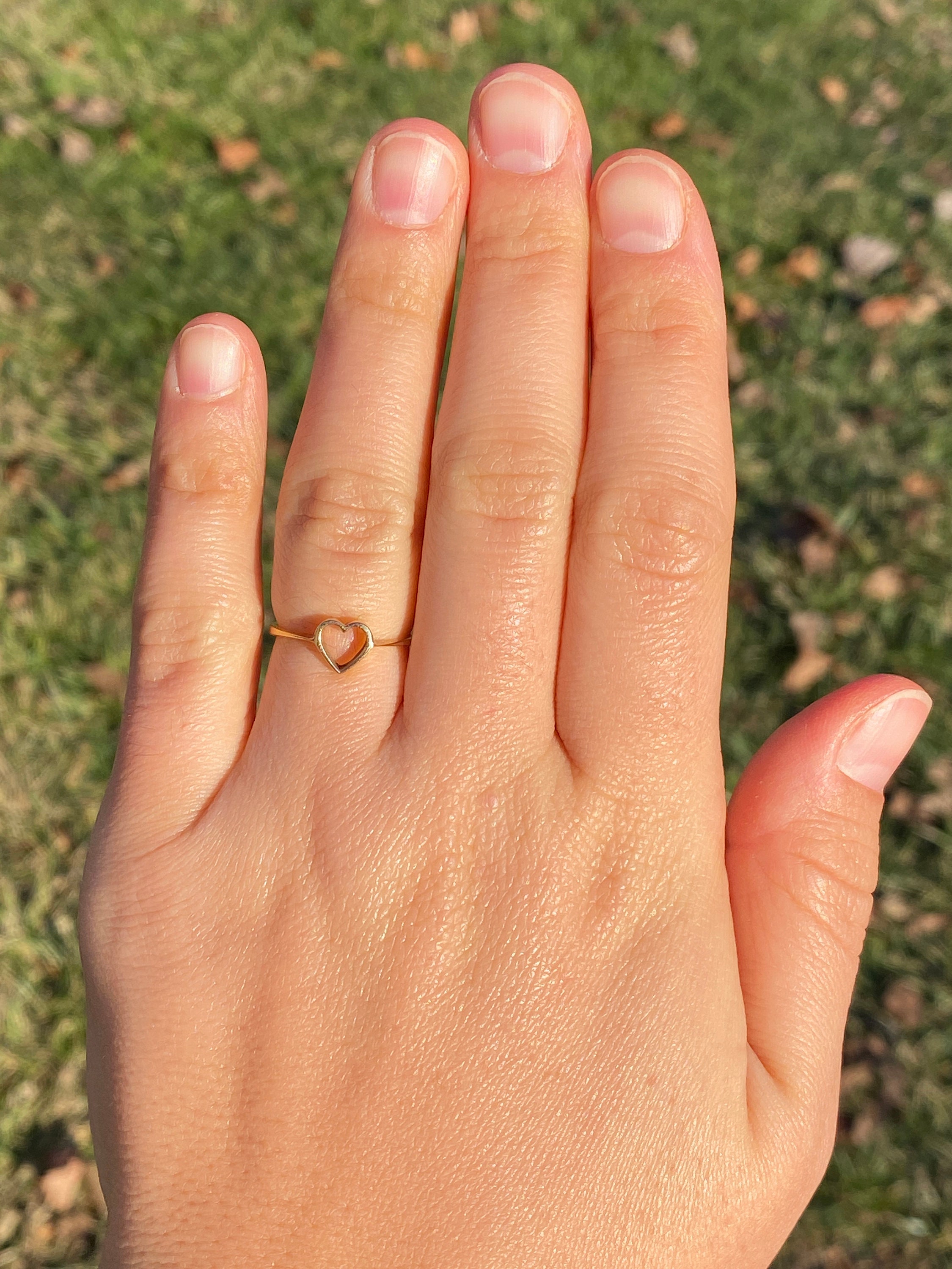 Vintage 14k Gold Heart Ring with .15 ct Diamond c.1950s