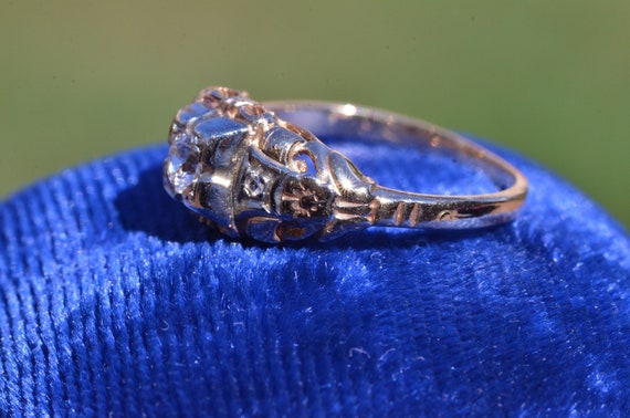 Antique Two Tone Engagement Ring - image 3