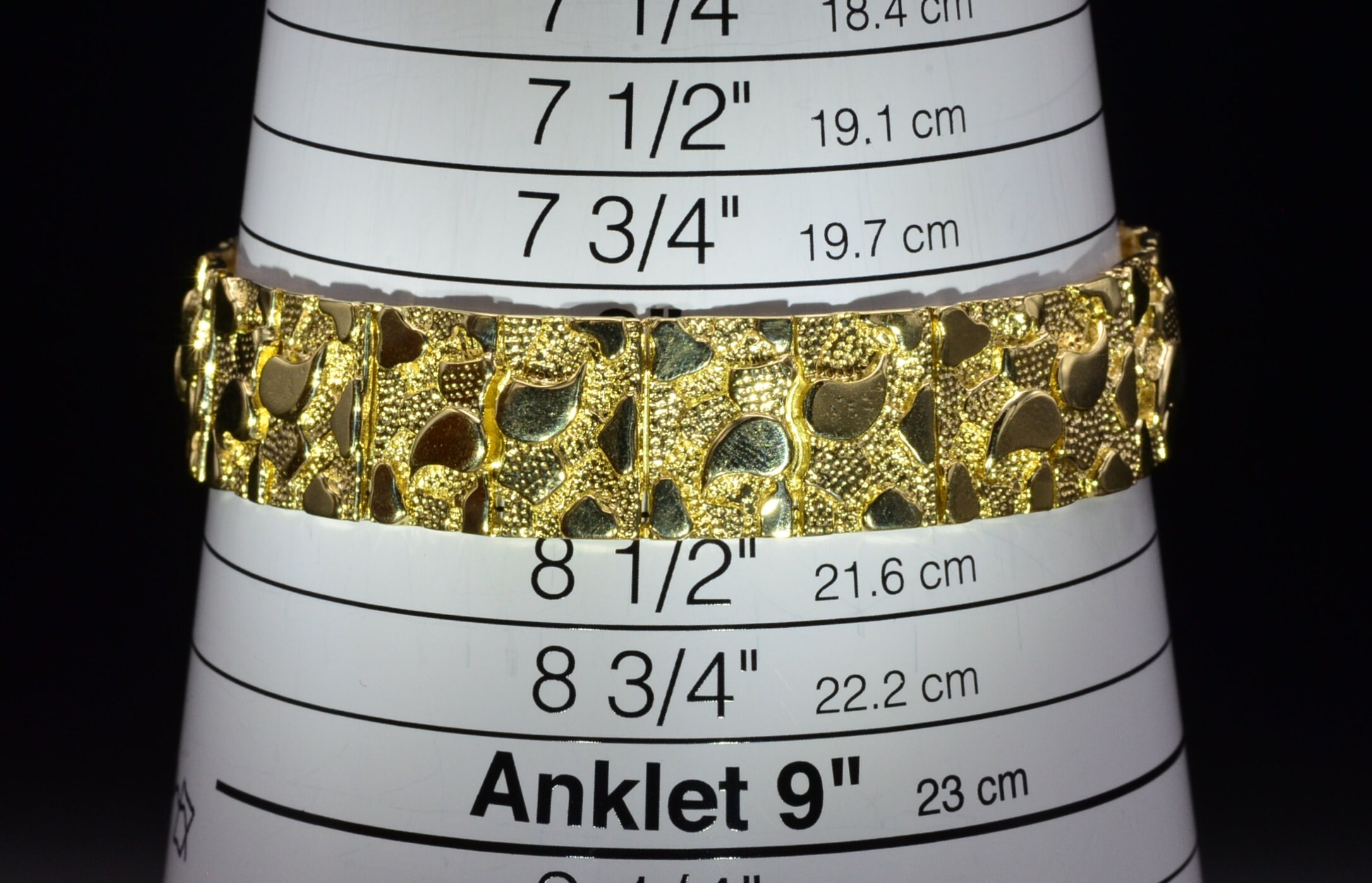 10k Yellow Gold Nugget Bracelet Adjustable 8-8.5