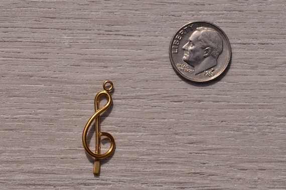 14K Yellow Gold Treble Clef Music Charm