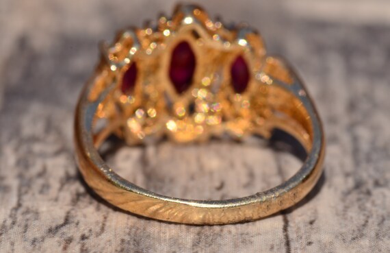 Vintage Lab Grown Ruby and Diamond Ring - image 4