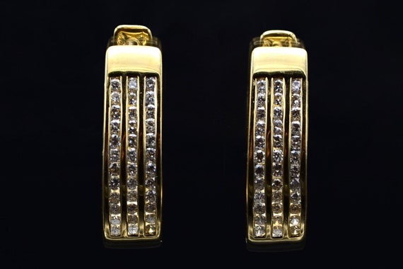 Ladies 14K Gold Diamond Set Drop Earrings - image 1