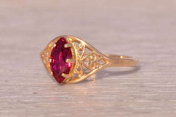 Lab Created Ruby Ring in Yellow Gold - image 2