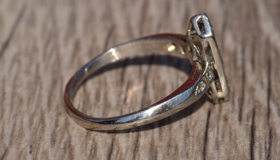Antique Platinum Hexagonal Diamond Ring - image 4